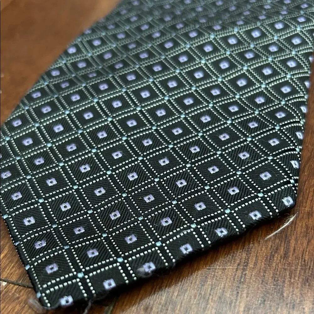 Nordstrom Classic 100% Silk Black and Purple Woven Geometric Men's Tie